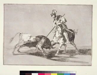 El Cid (c.1040-99) infilza un altro toro, tavola 11 da La Tauromachia, 1816